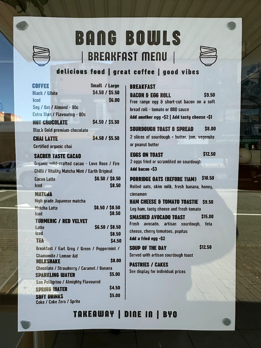 Menu, Bang Bowls
