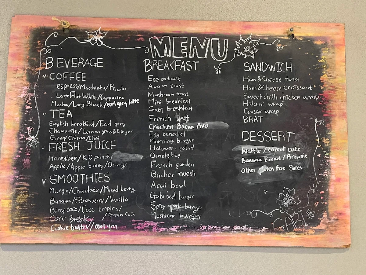 Menu, Gabi Cafe