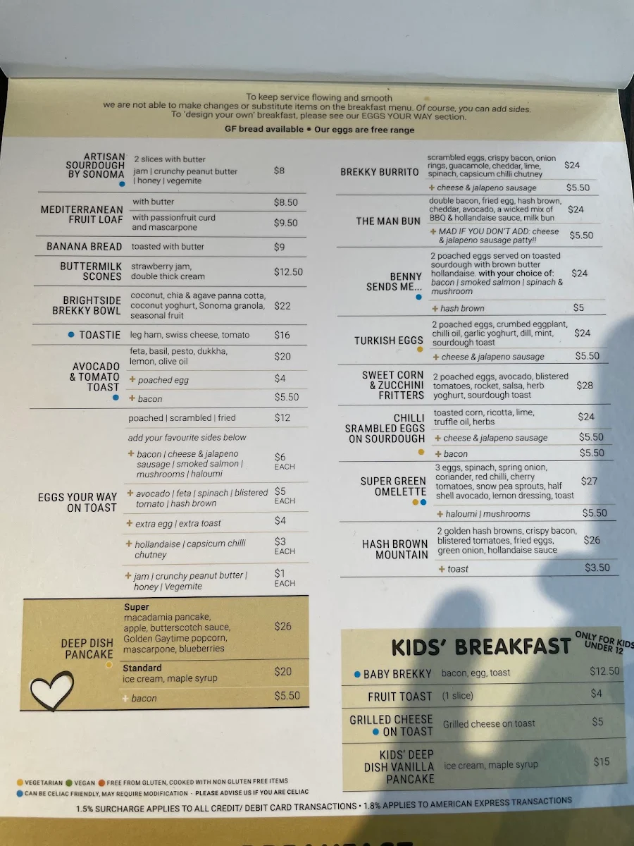 Menu, Conservation Hut Cafe