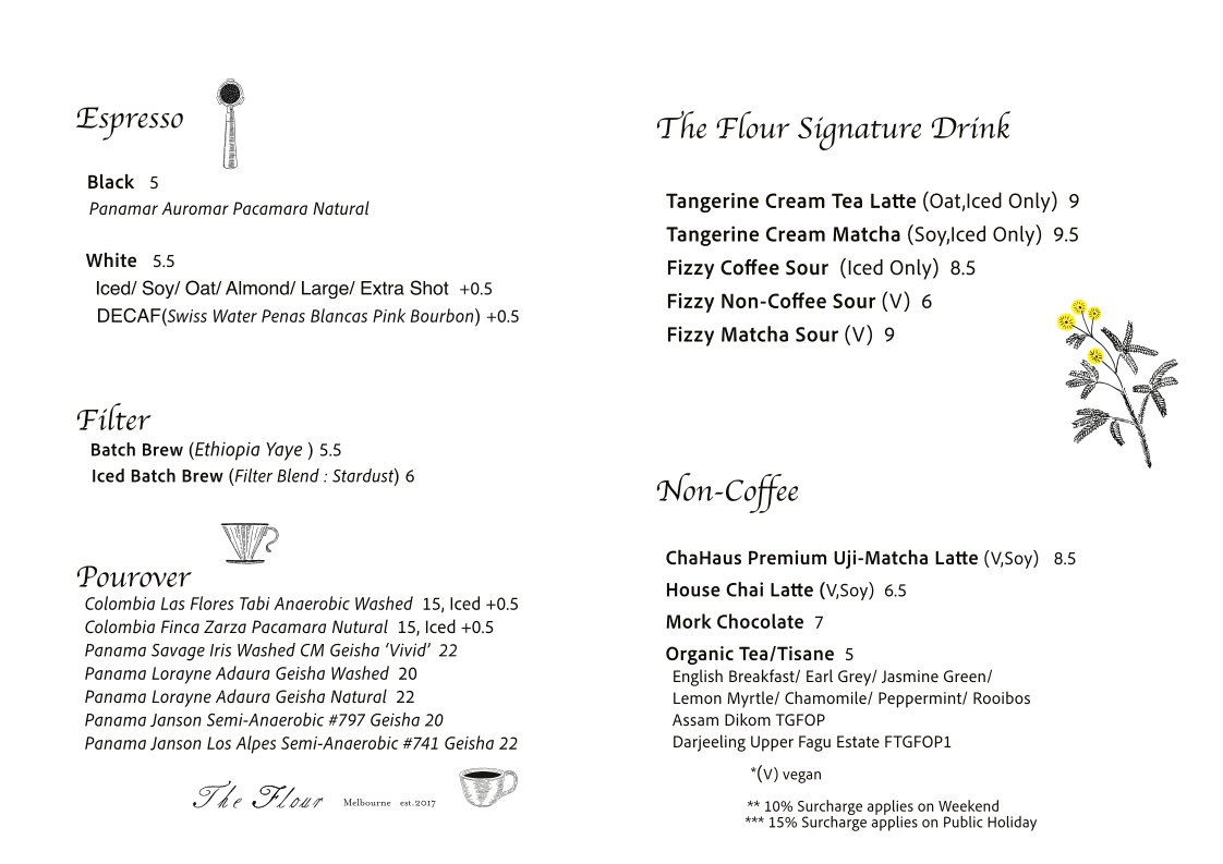 Menu, THE FLOUR MELBOURNE