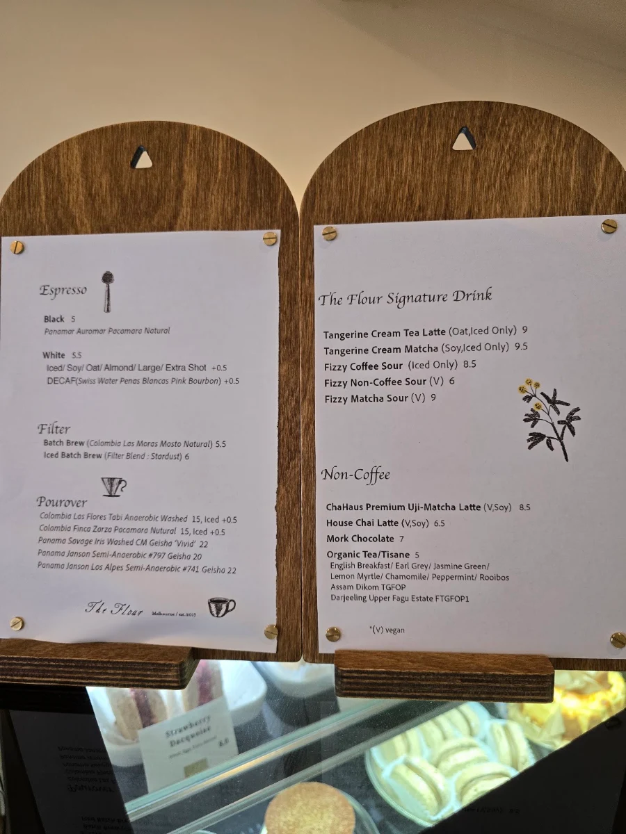 Menu, THE FLOUR MELBOURNE