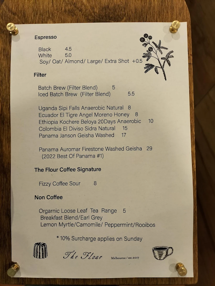 Menu, THE FLOUR MELBOURNE