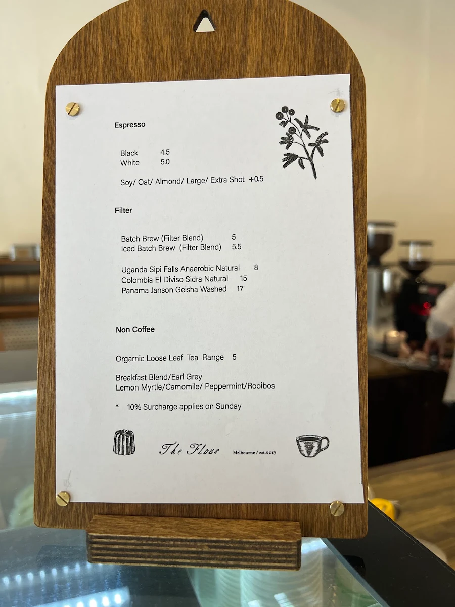 Menu, THE FLOUR MELBOURNE