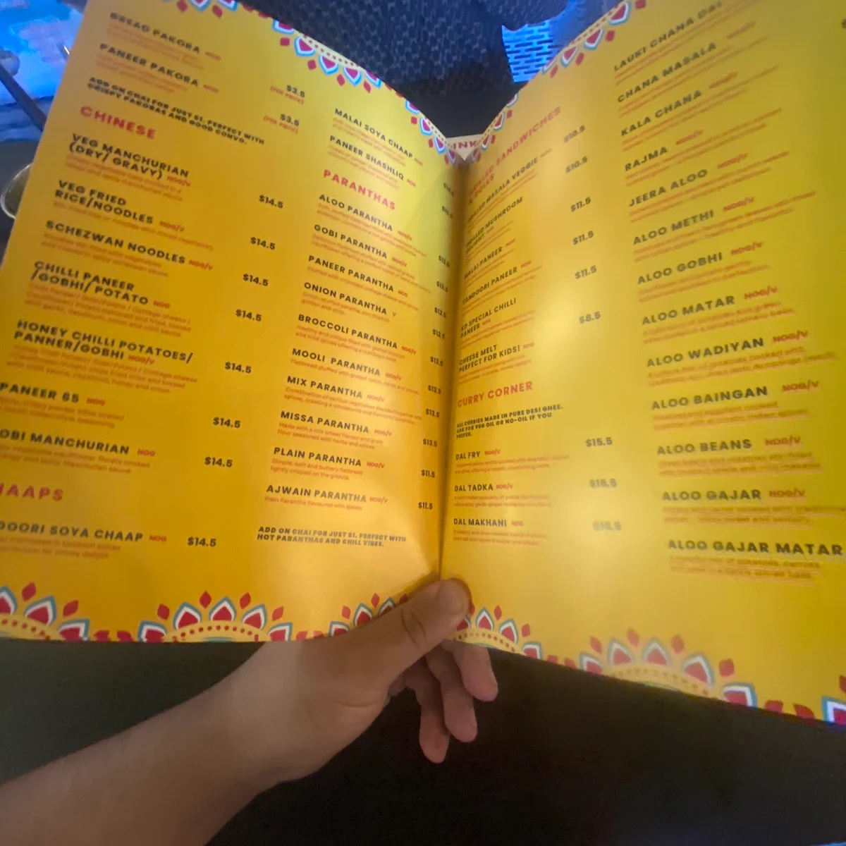 Menu, Krishan Dwara, Pure Veg Indian Restaurant - Jordan Springs