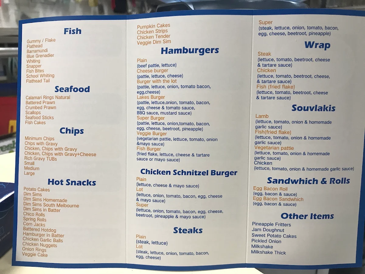 Menu, Fish-A-Fare