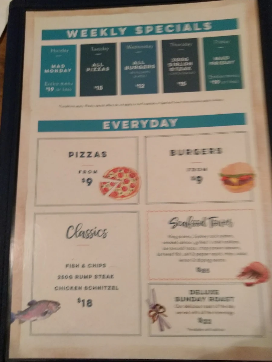 Menu, Ivanhoe Hotel Manly