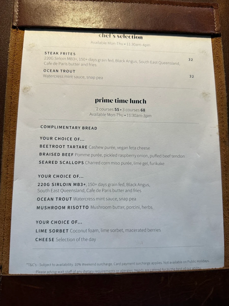 Menu, Fatcow on James St