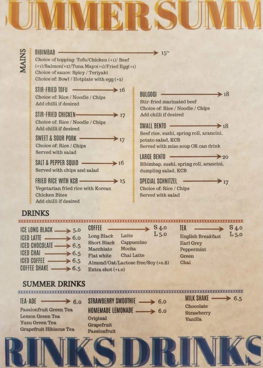 Menu, TFP (The Flying Pan)