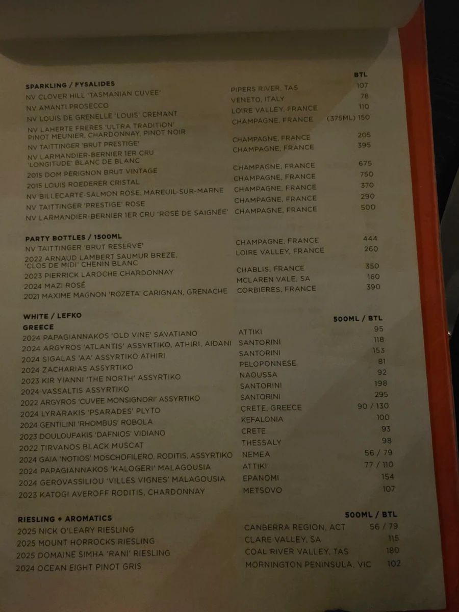 Menu, The Apollo Restaurant