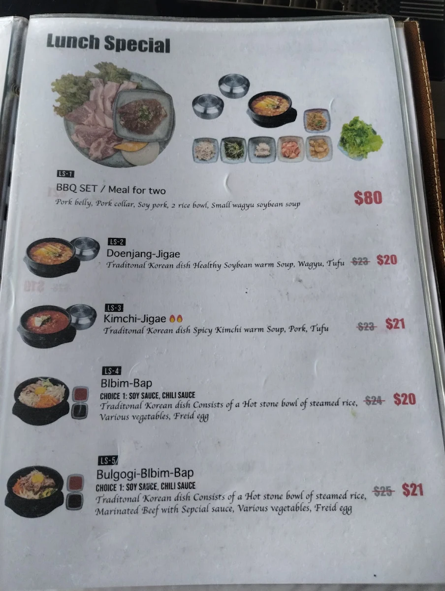 Menu, K Time BBQ Restaurant