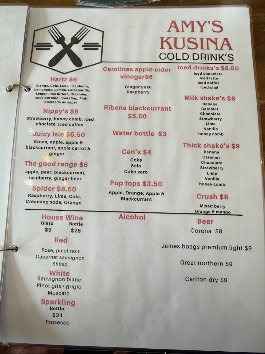Menu, Amy's Kusina