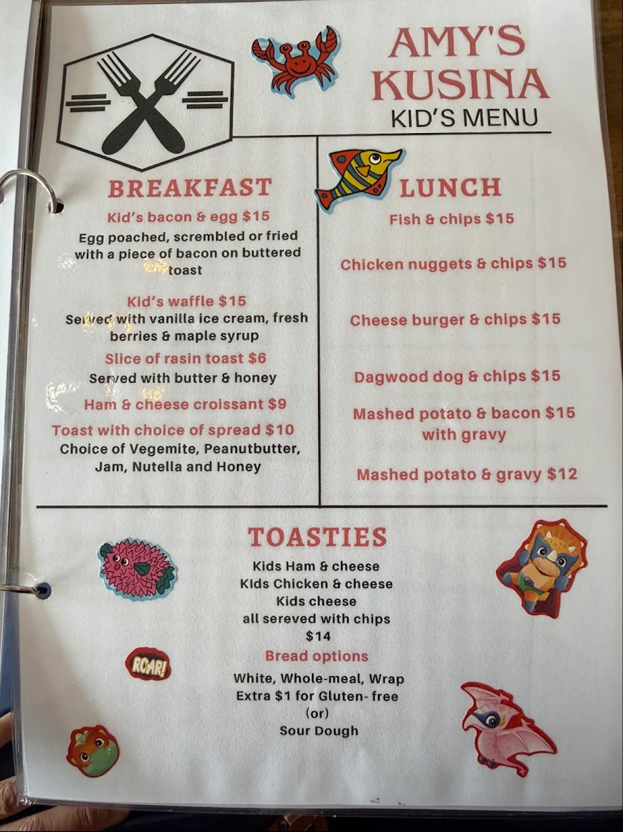Menu, Amy's Kusina