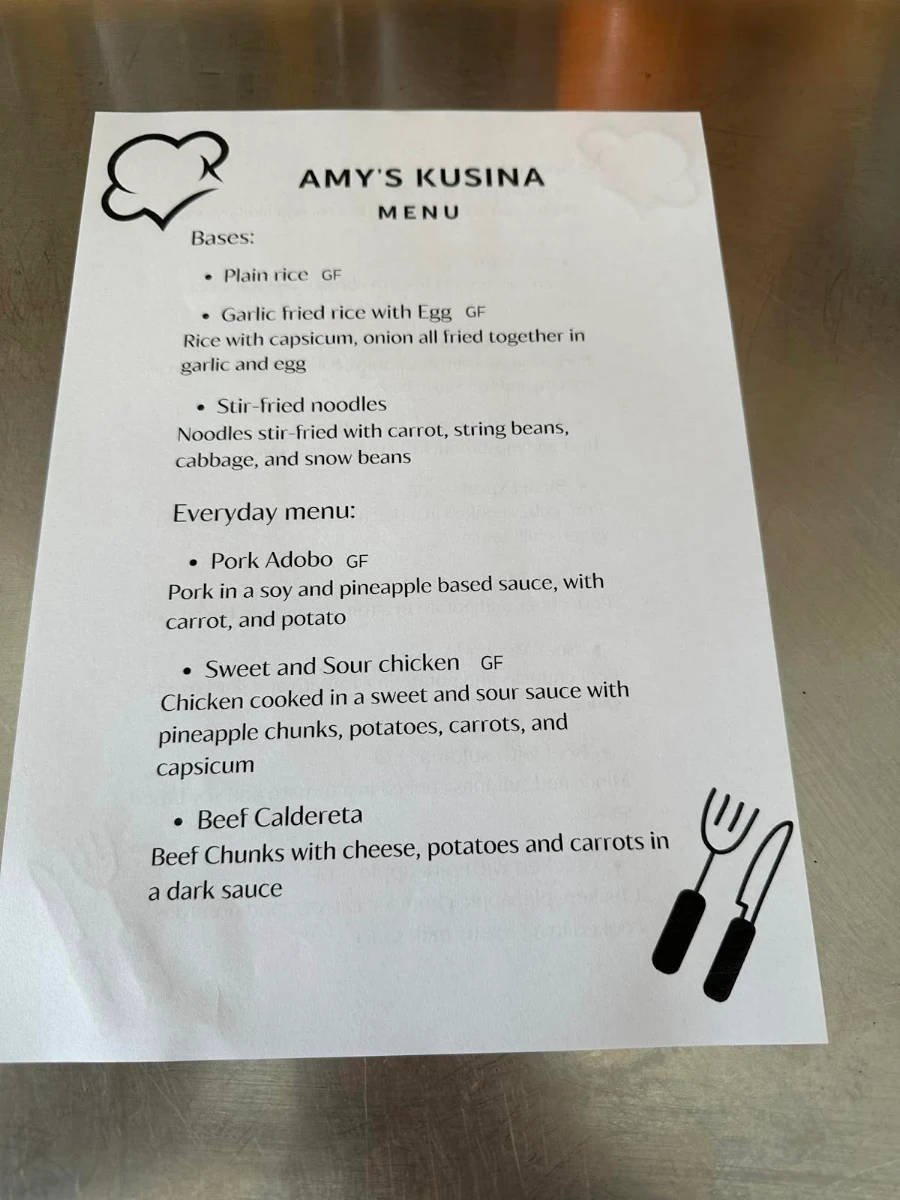 Menu, Amy's Kusina