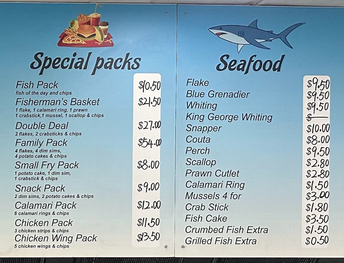 Menu, Seafood Junction