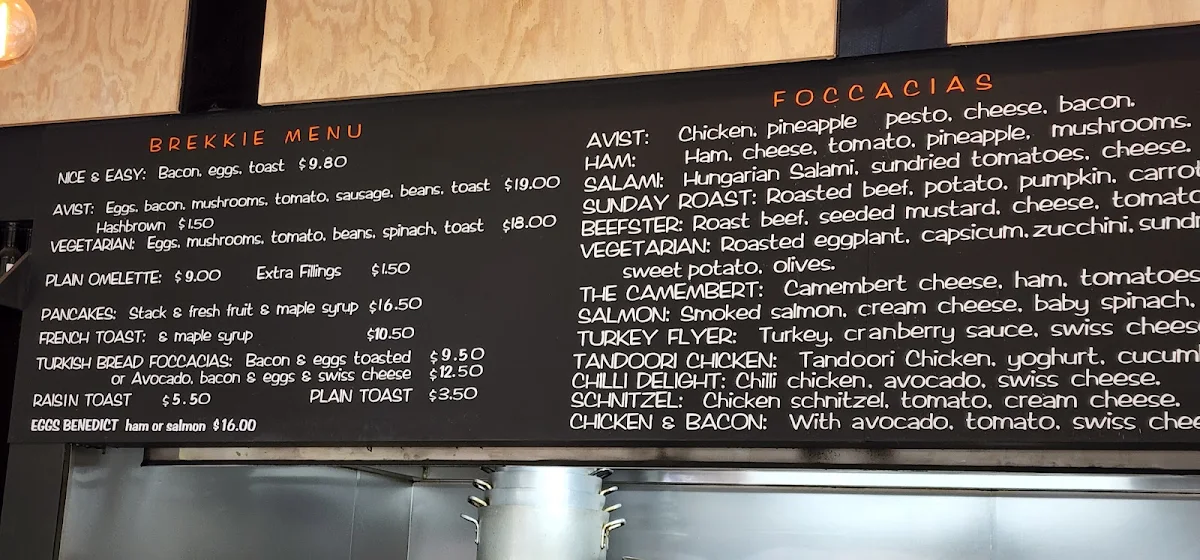 Menu, Avist Cafe