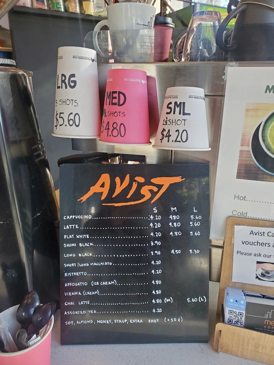 Menu, Avist Cafe