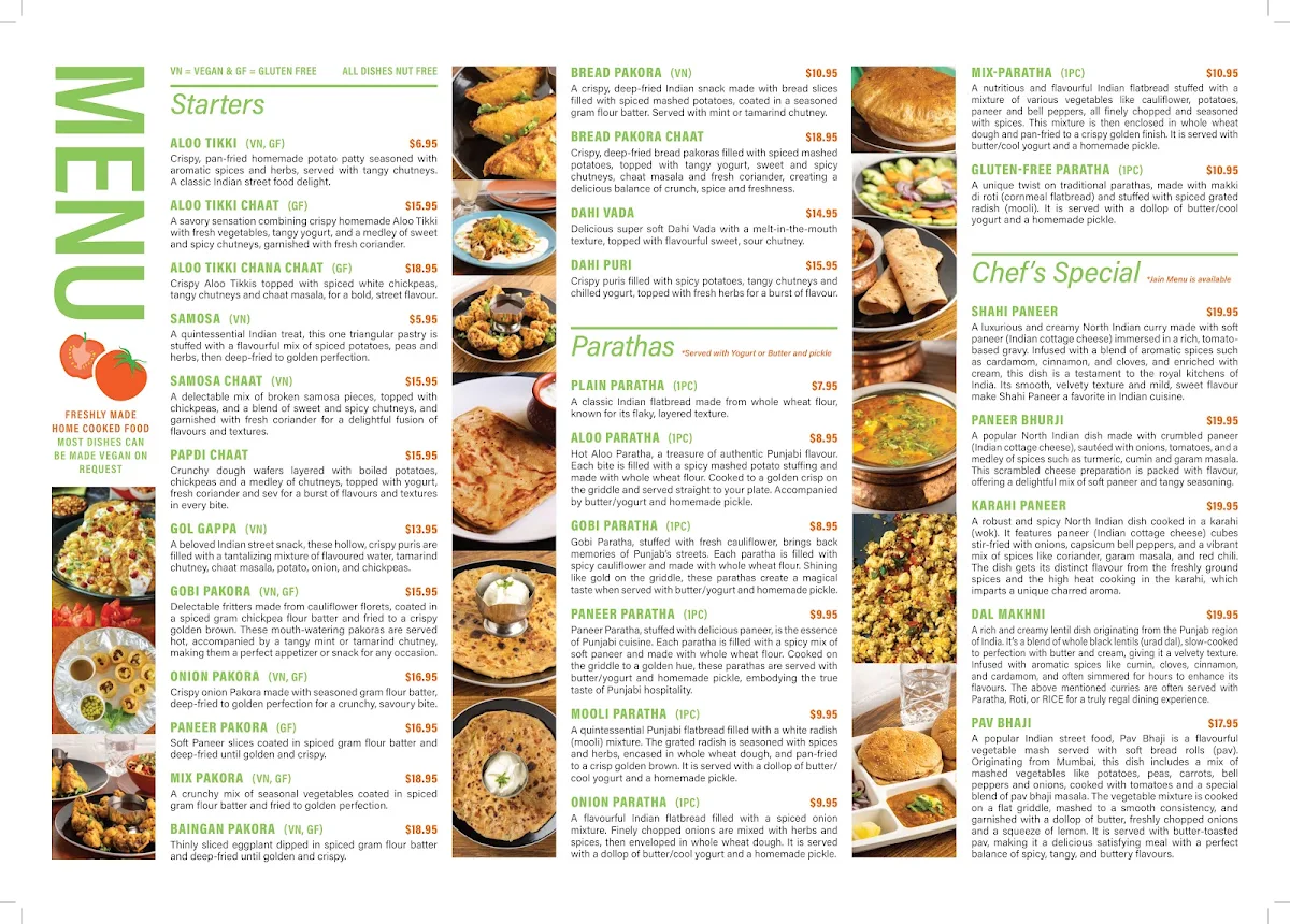 Menu, Pure Vegetarian Jaimal's Bhojan Bhandar