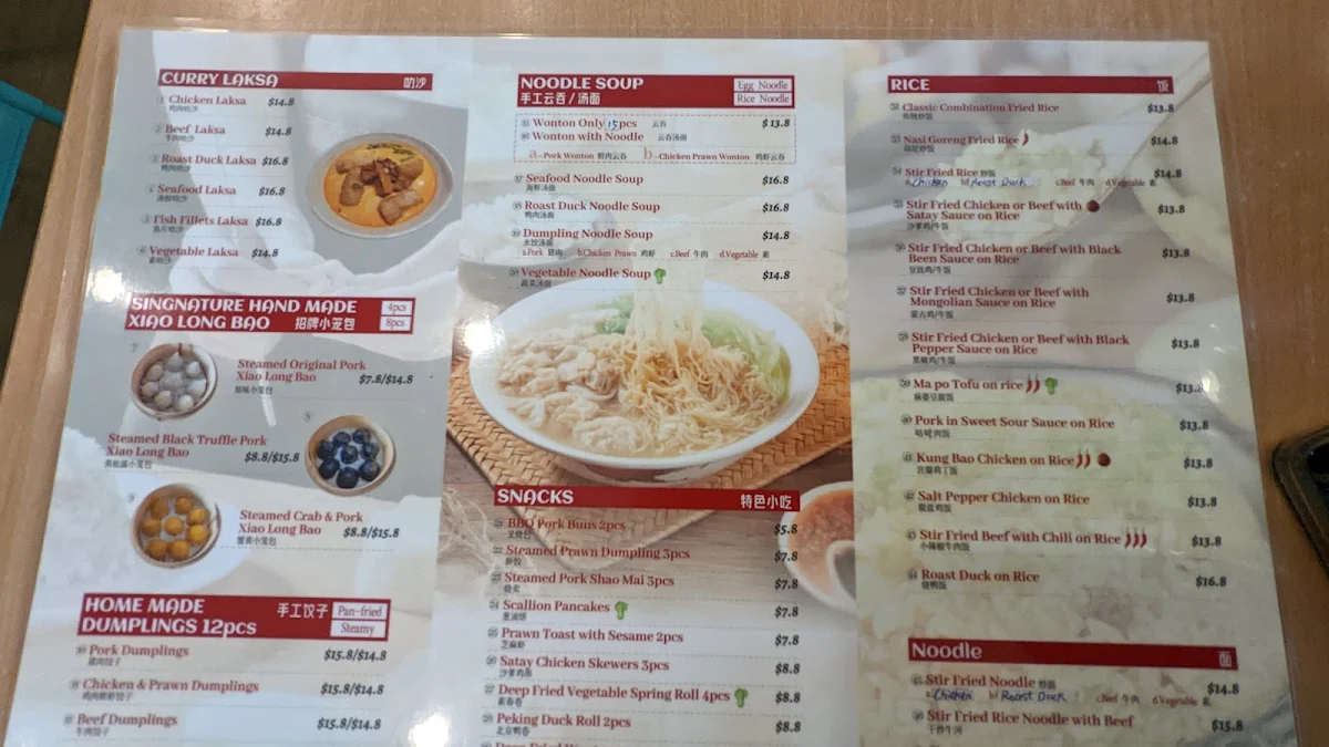 Menu, Dumplings Eats