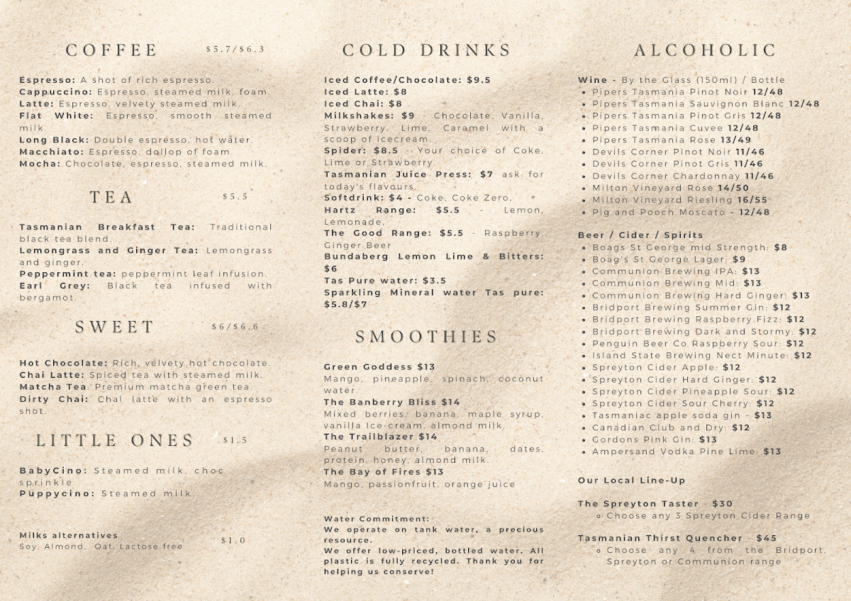Menu, The Atrium Cafe & Bar