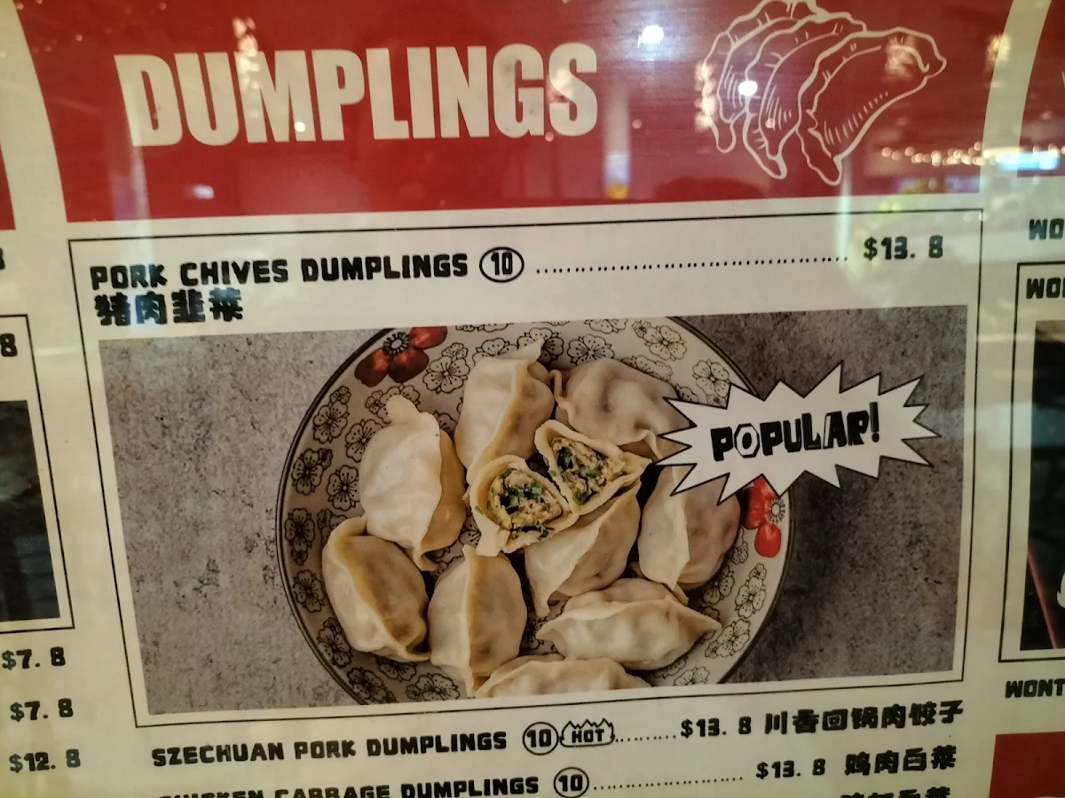 Menu, Little Red Dumpling Newmarket