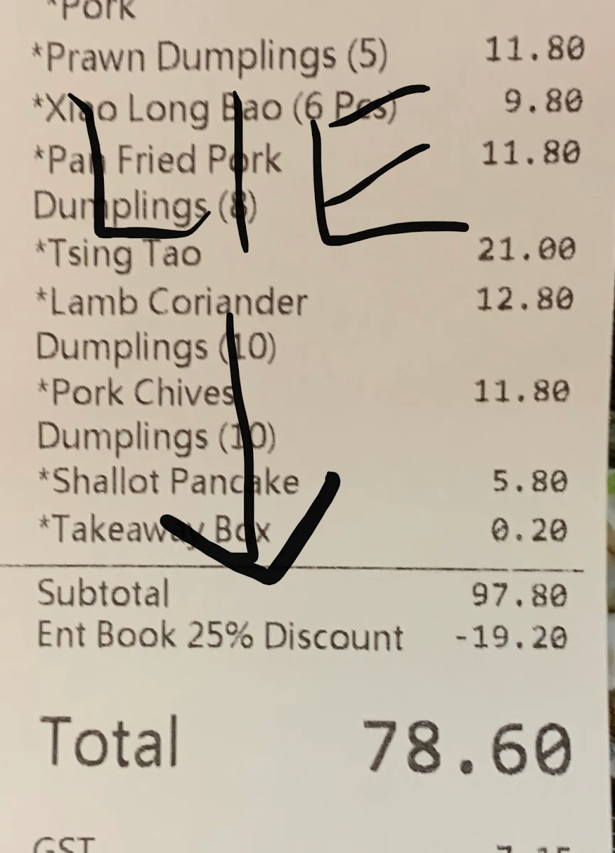 Menu, Little Red Dumpling Newmarket