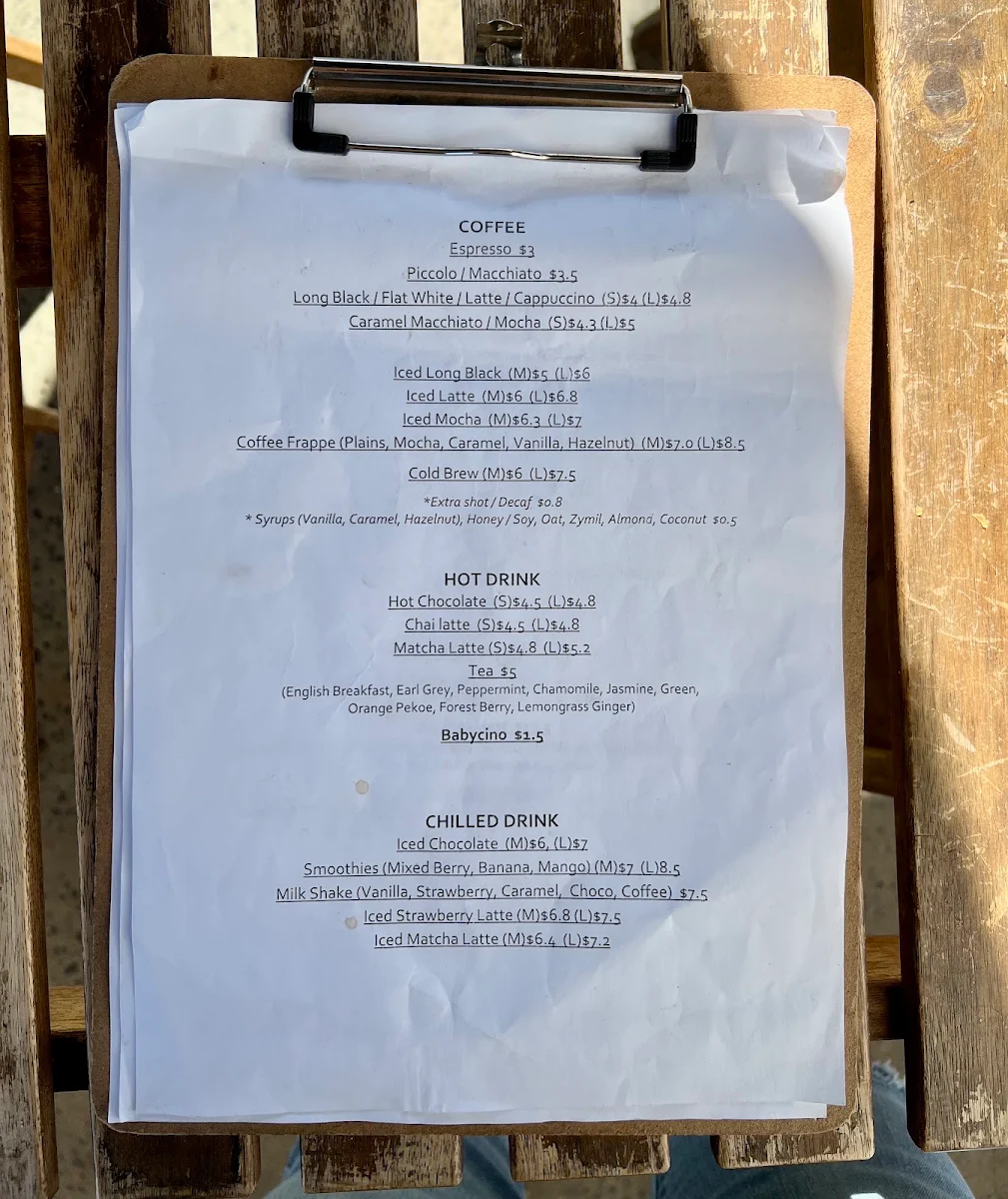 Menu, Dabang Coffee House