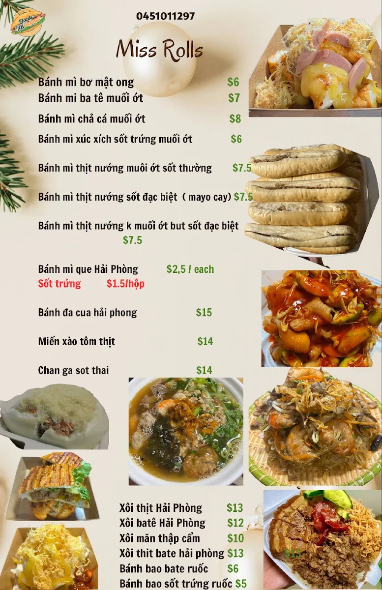 Menu, Miss roll