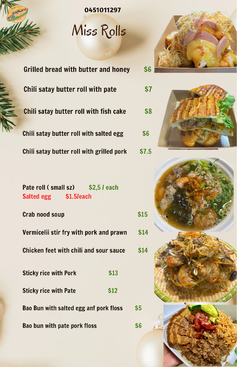 Menu, Miss roll