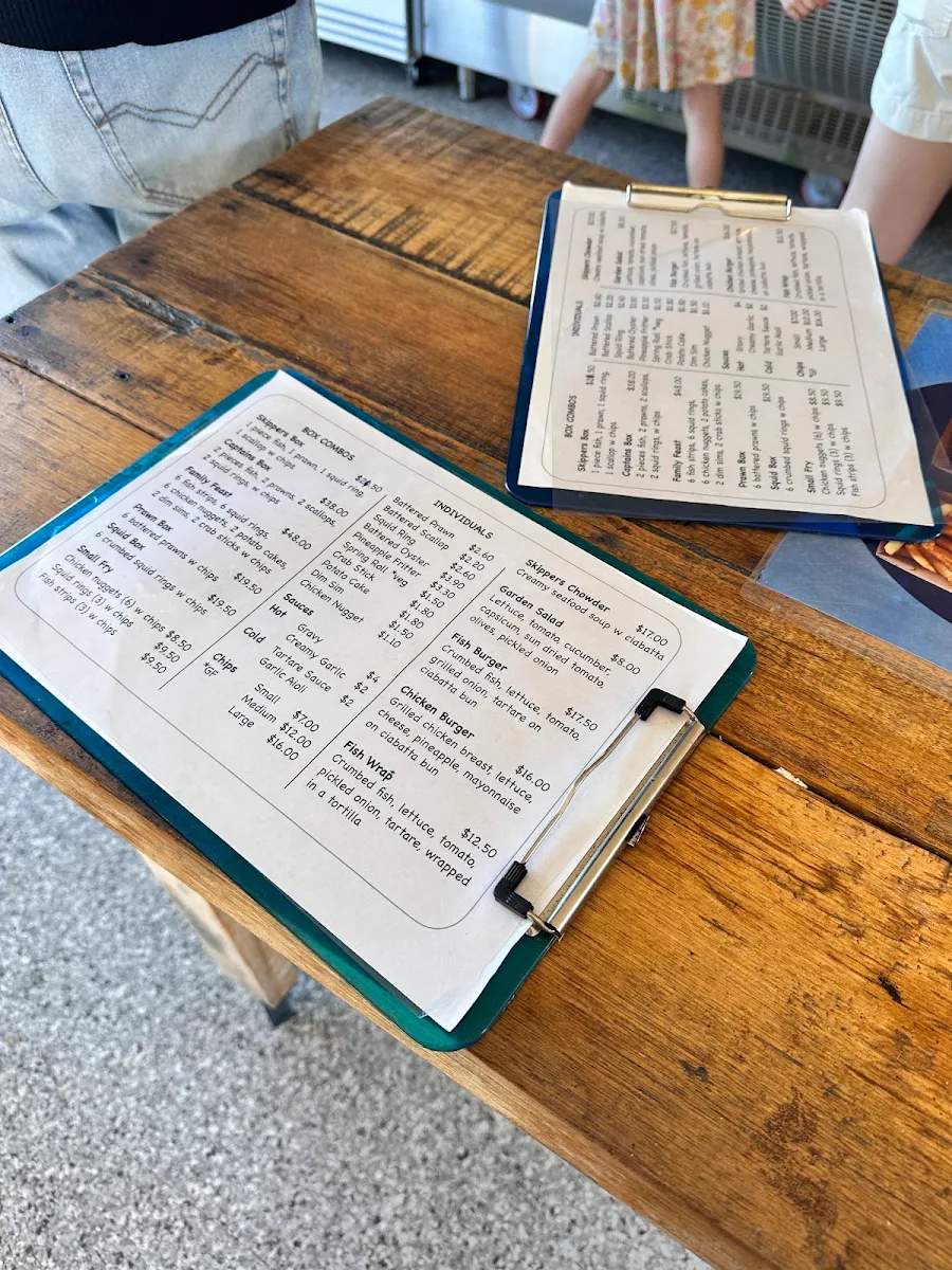 Menu, Skippers Fish Shop