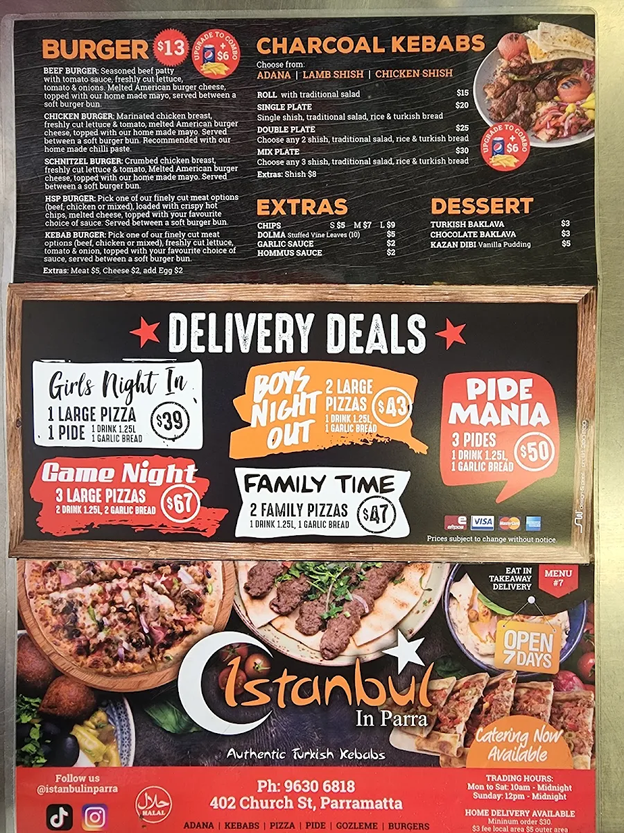 Menu, Istanbul in Parra
