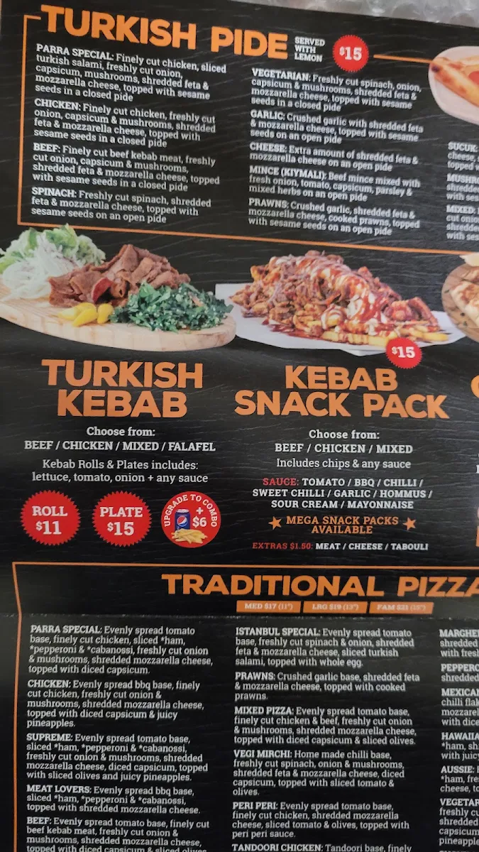 Menu, Istanbul in Parra