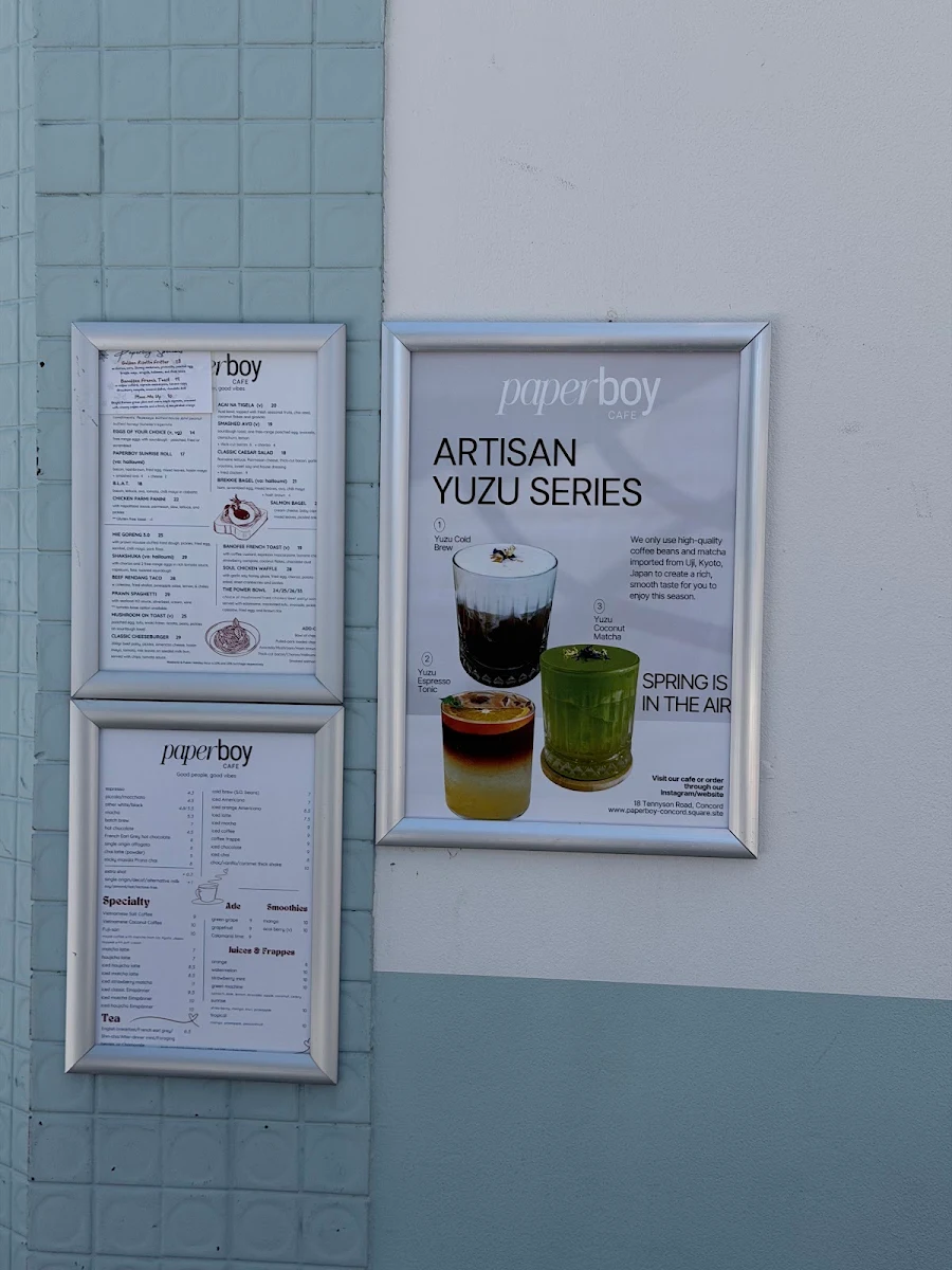 Menu, Paperboy Concord