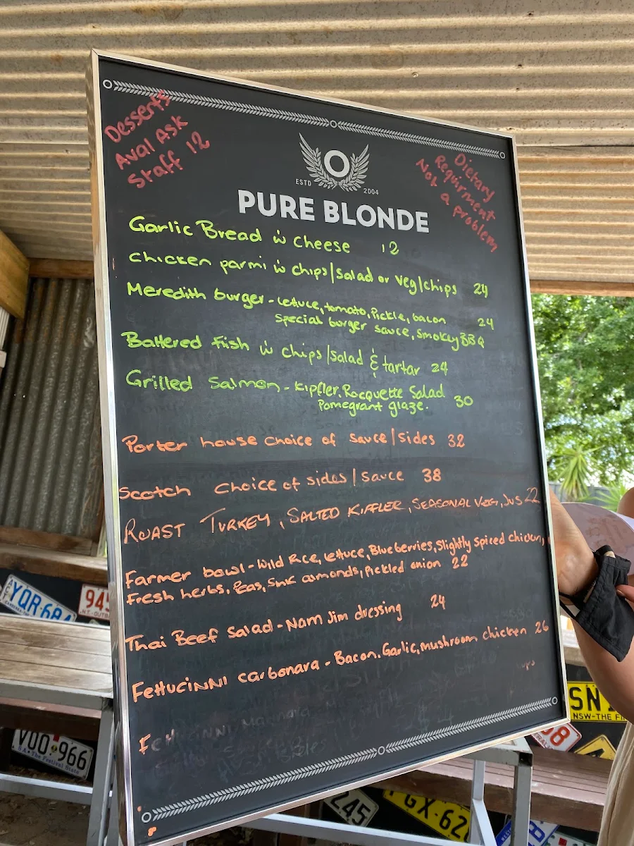 Menu, Meredith Hotel – Top Pub