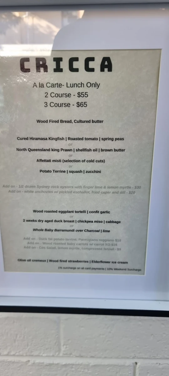 Menu, Cricca