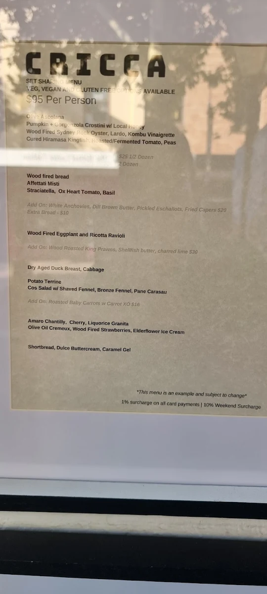 Menu, Cricca