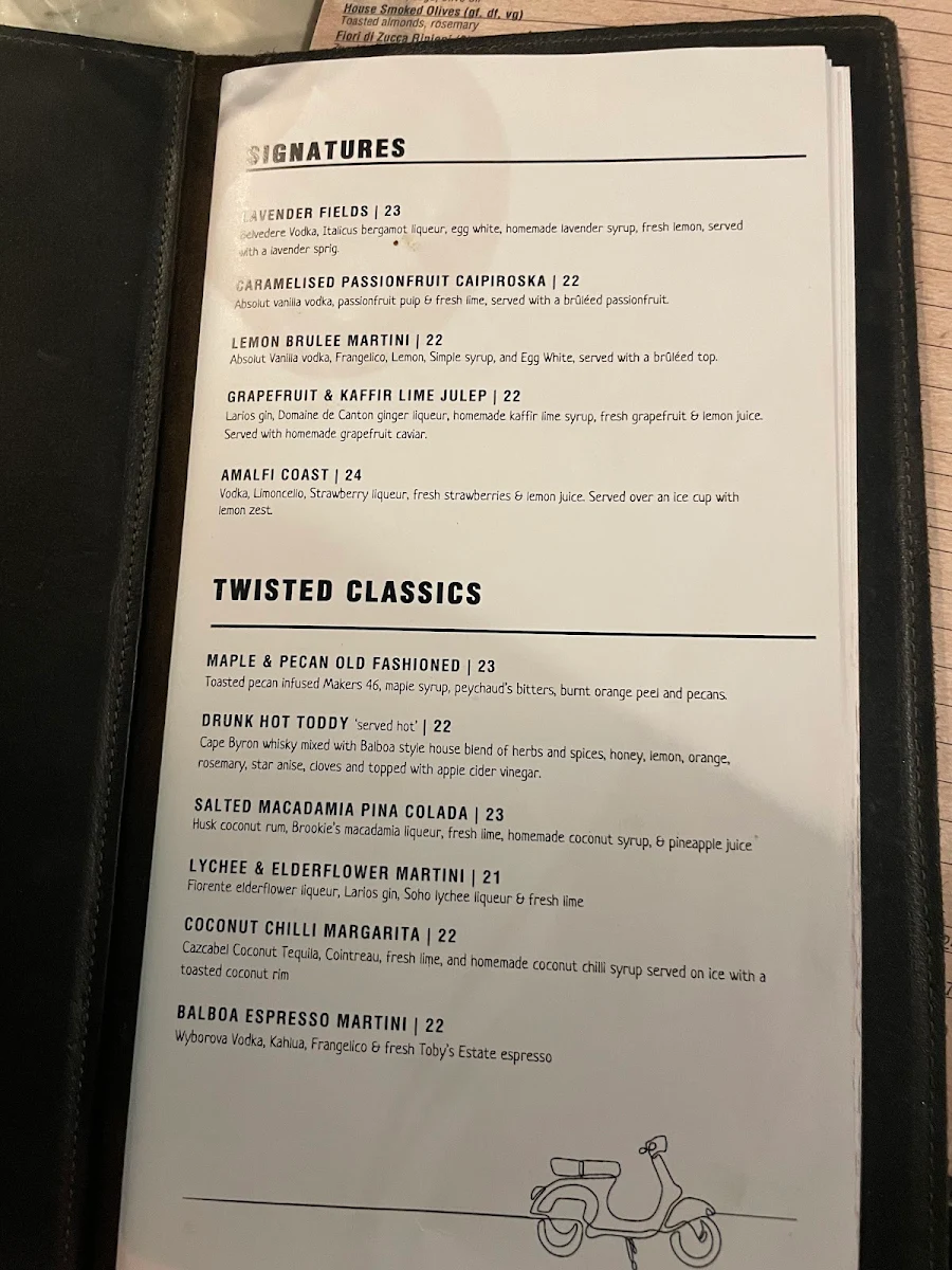 Menu, Balboa Italian Restaurant