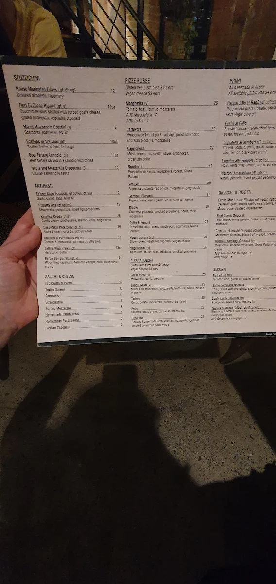 Menu, Balboa Italian Restaurant