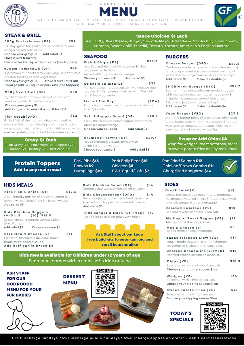 Menu, Port Admiral Hotel