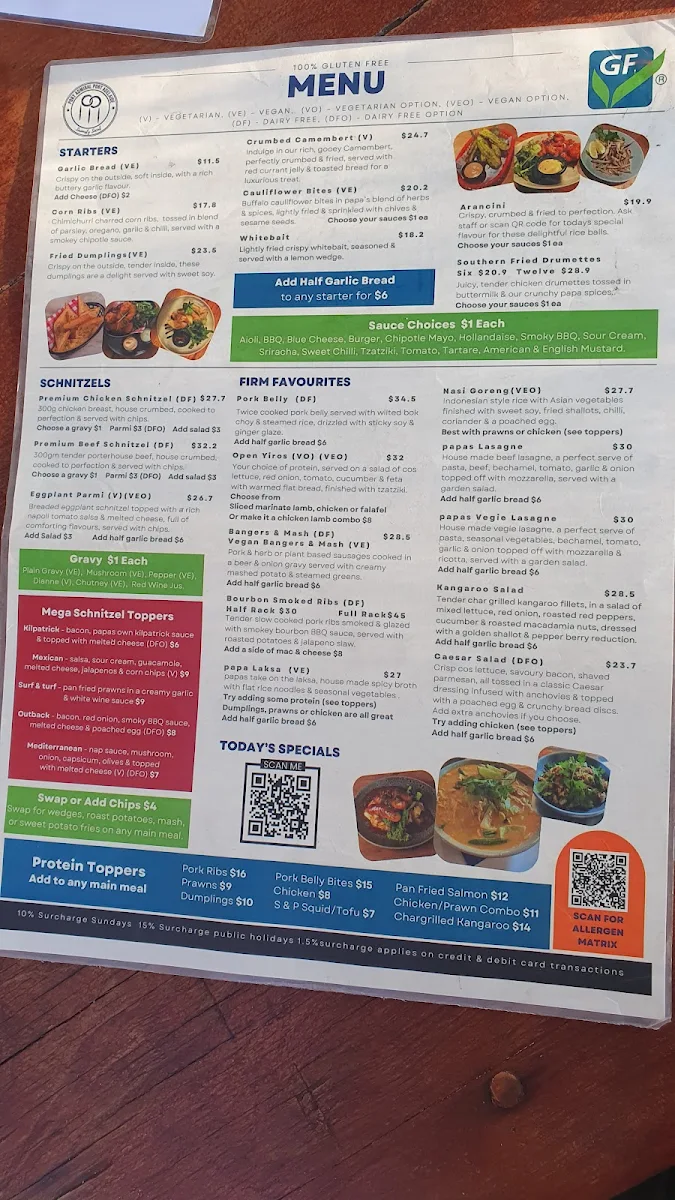 Menu, Port Admiral Hotel