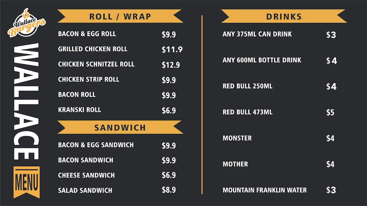 Menu, Wallace Burger