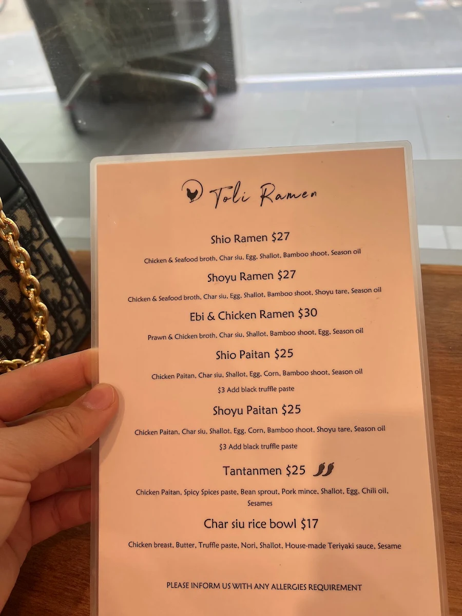 Menu, Toli Ramen
