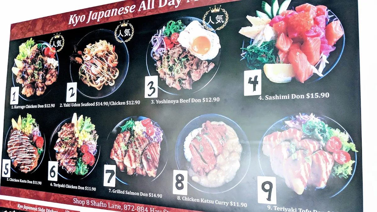 Menu, Kyo Japanese