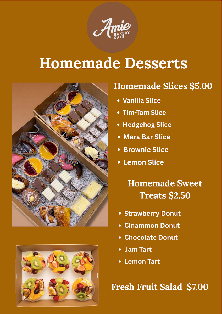 Menu, Amie Bakery Cafe Melbourne University