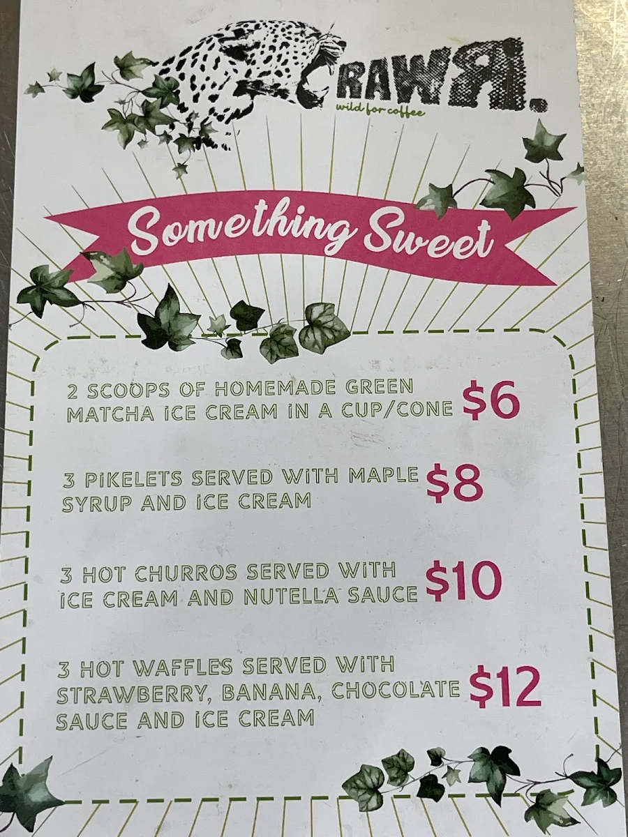 Menu, RawR Coffee Roasters and Eatery- Shellharbour