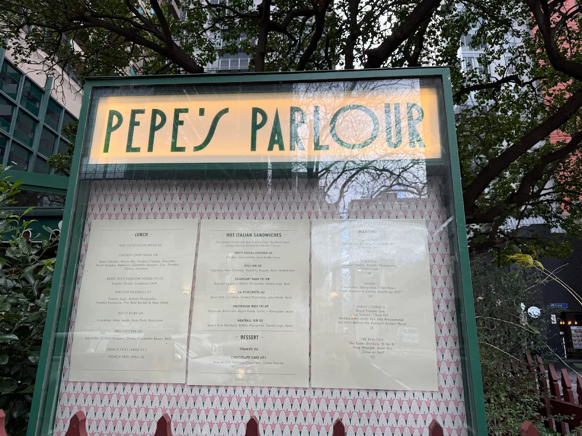 Menu, Pepe's Italian & Liquor