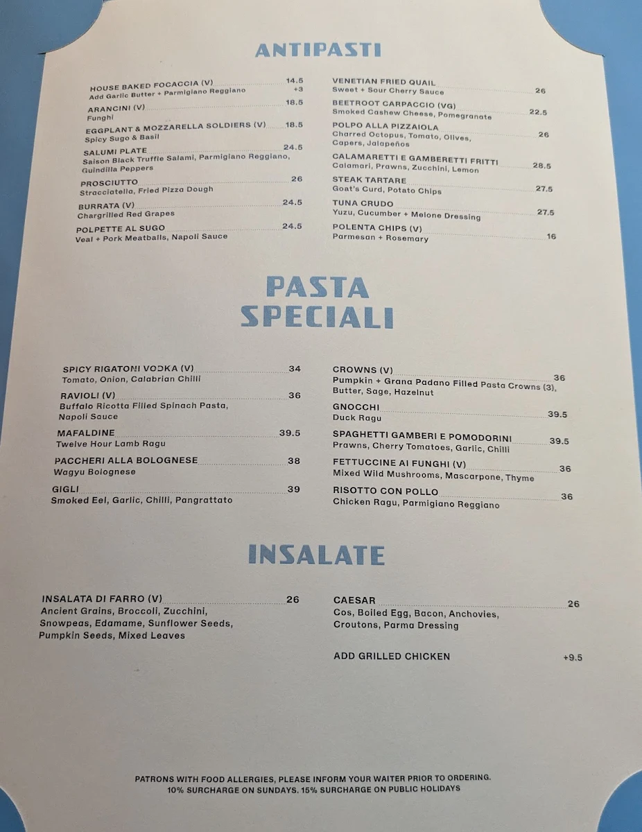 Menu, Pepe's Italian & Liquor