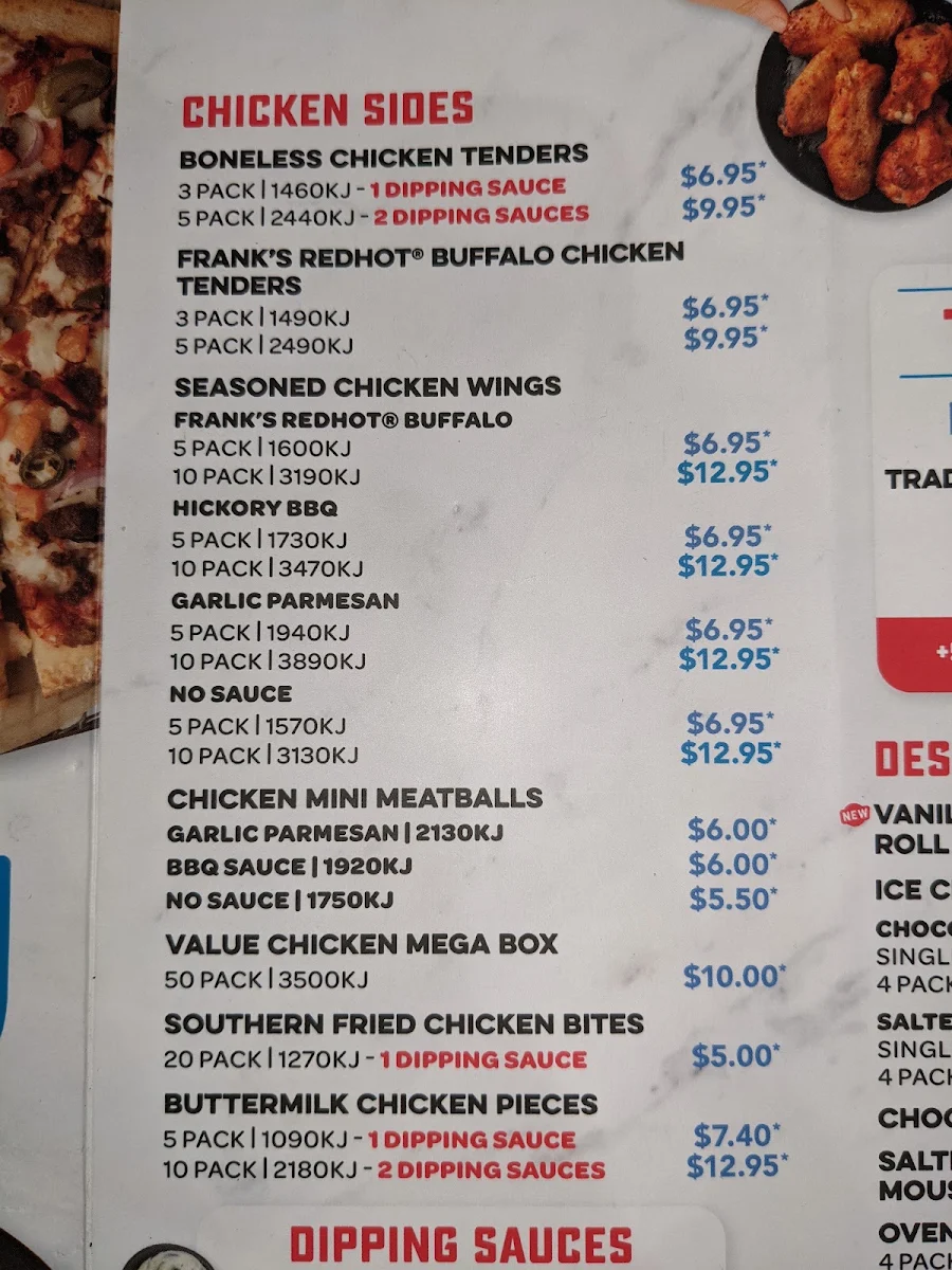 Menu, Domino's Pizza Blacktown