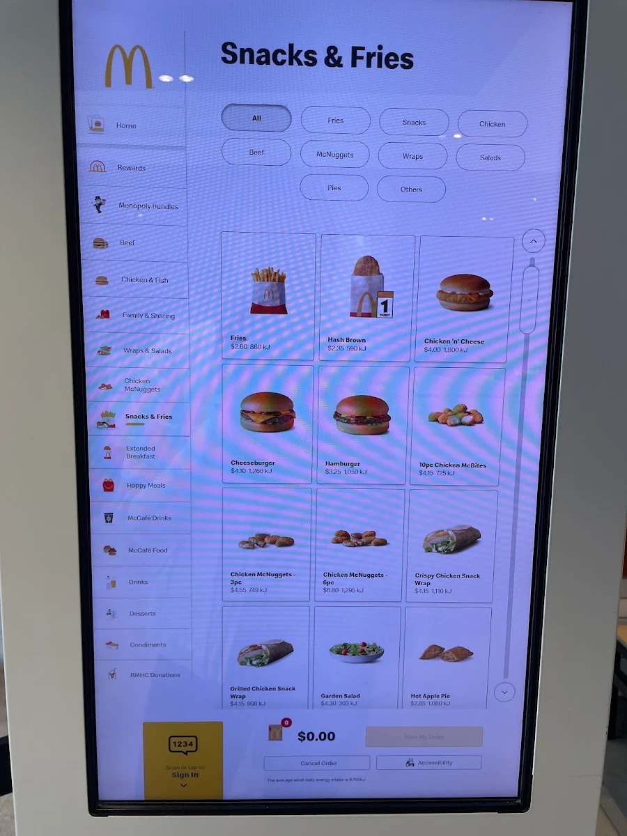 Menu, McDonald's Kingsford