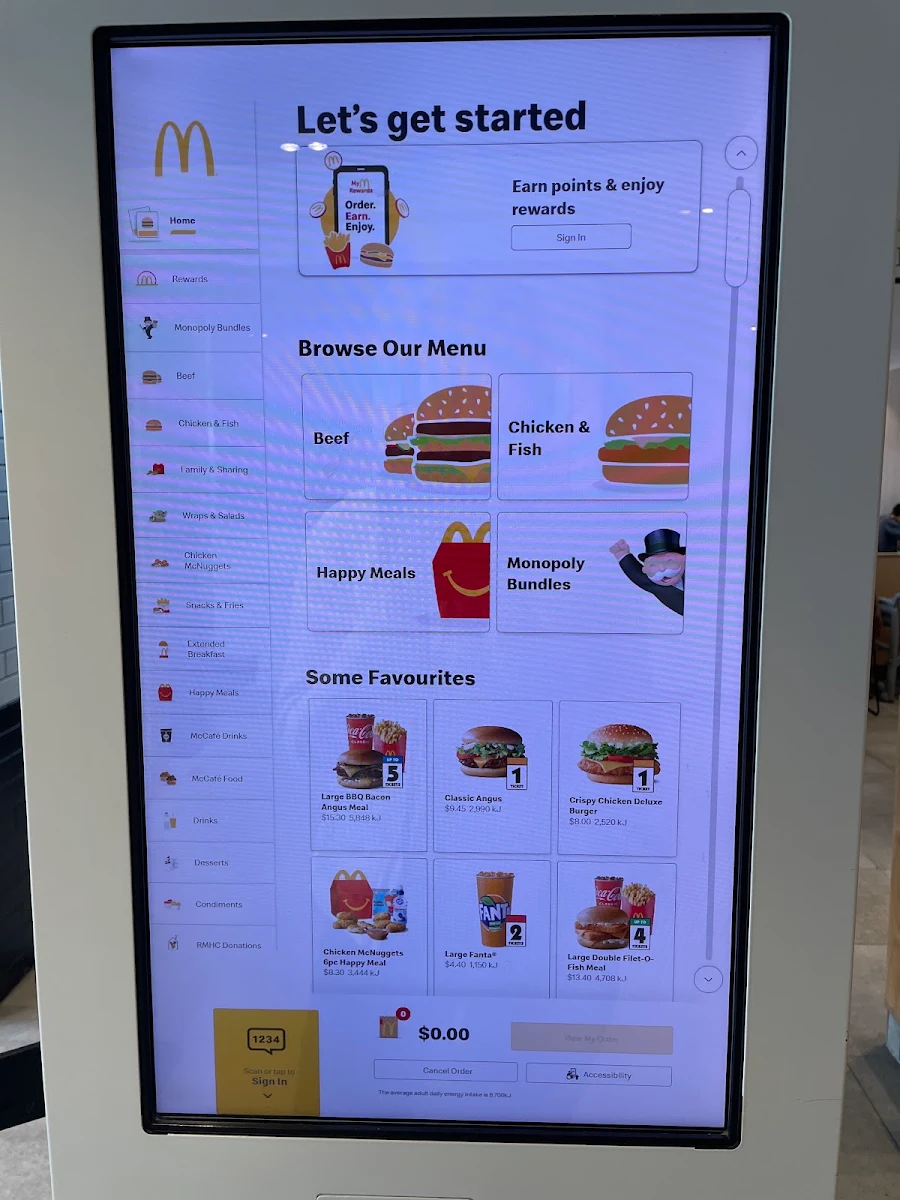 Menu, McDonald's Kingsford