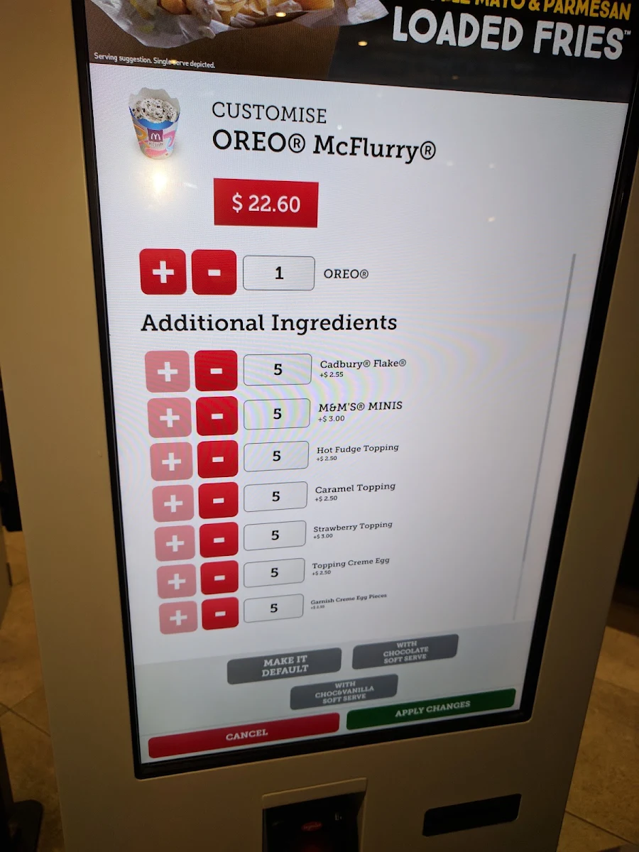 Menu, McDonald's Kingsford